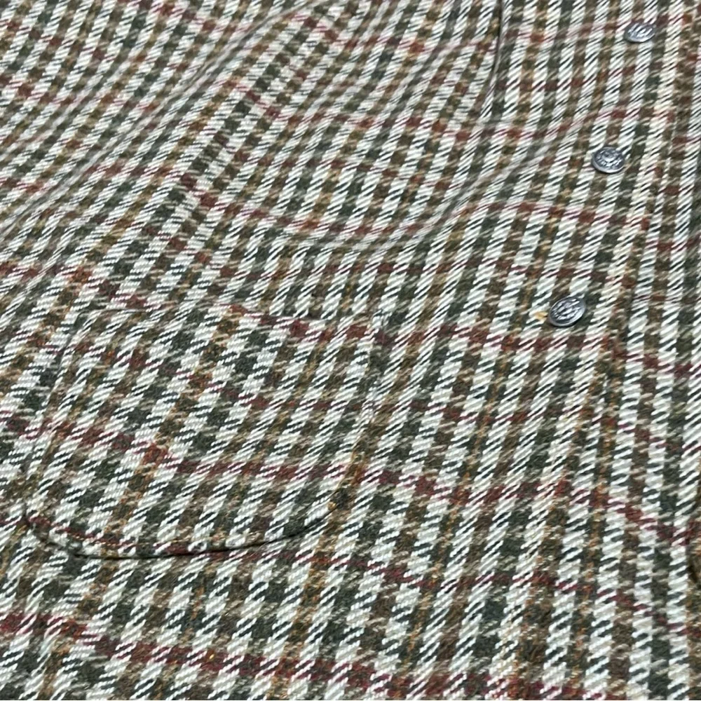 VTG Hooded Golden Quilt Lined Wool Check Cape Ornate Button One Size Heavyweight - Picture 13 of 16